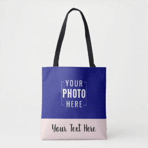Pink Border Custom Photo and Text Tote Bag