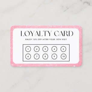 Pink Border Faux Glitter Loyalty Card