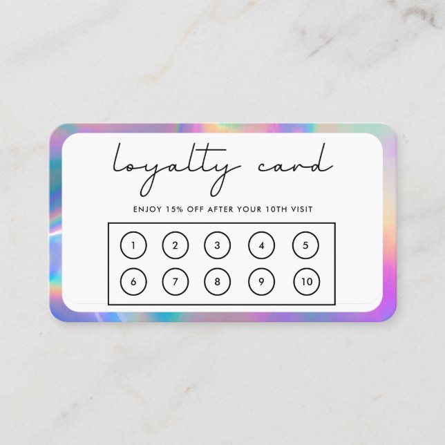 Pink Border Faux Holographic Loyalty Card (Front)