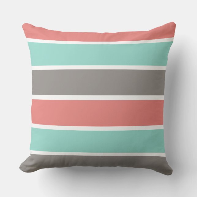 Pink Border Line Pattern Graphic Cushion (Front)