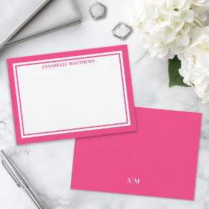Pink Border Minimalist Name Monogram Card