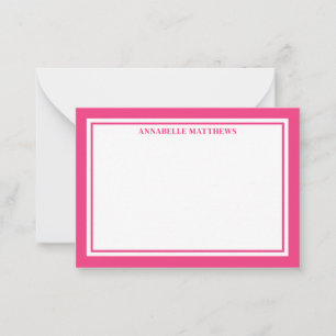 Pink Border Minimalist Name Monogram Card