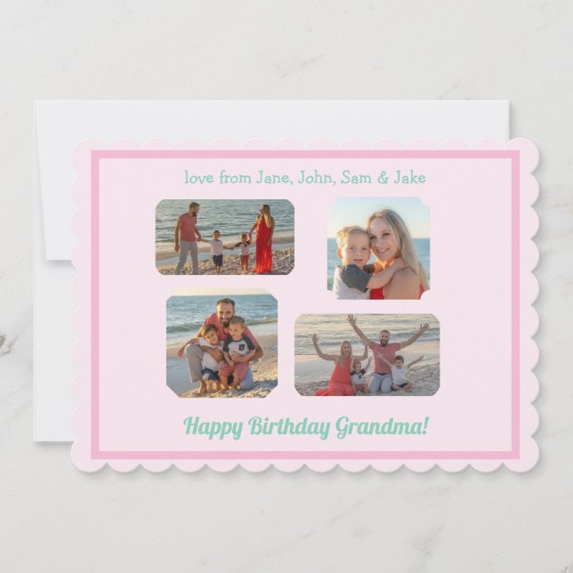 Pink Border Scallop PHOTO Birthday (Front)