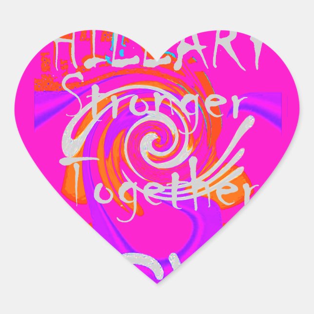 Pink Bordered Hillary Inspiration Art Print Heart Sticker (Front)