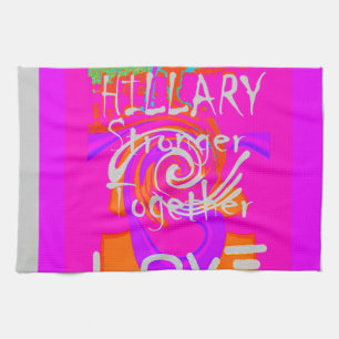 Pink Bordered Hillary Inspiration Art Print Tea Towel