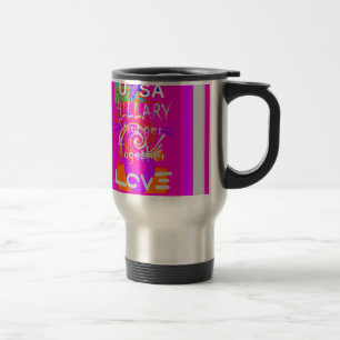 Pink Bordered Hillary Inspiration Art Print Travel Mug