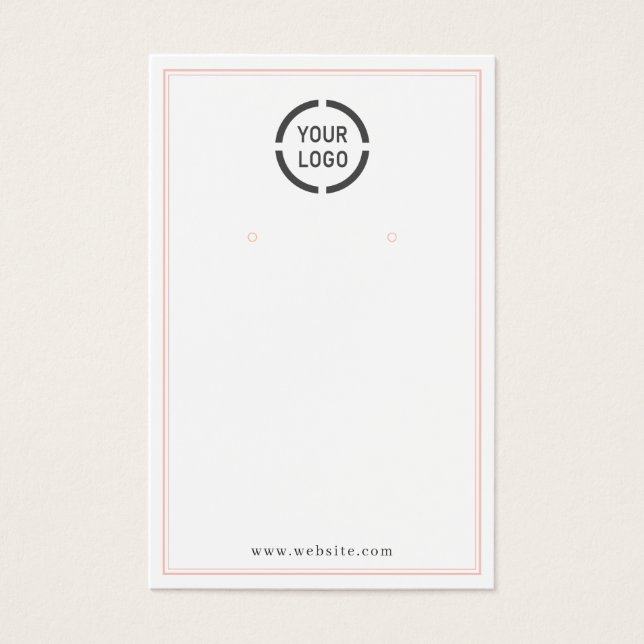 Pink borders custom logo white earring display (Front)