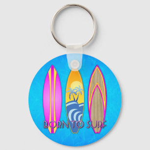 Pink Born To Surf Key Ring