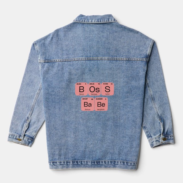 Pink Boss Babe Periodic Table Element Denim Jacket (Back)