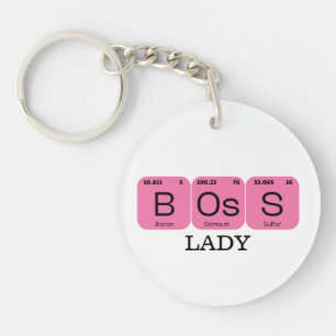 Pink Boss Lady Periodic Table Element Key Ring