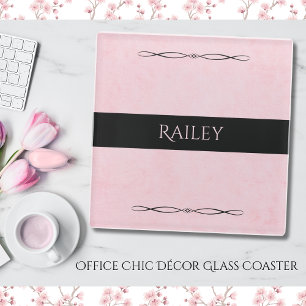 Pink Boss Office Chic Style Glass Coaster