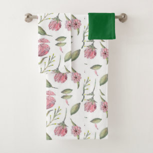 Pink Botanical Bath Towel Set