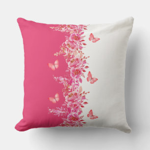 Pink Botanical Butterfly Cushion