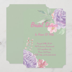 Pink botanical floral bridal shower invitation