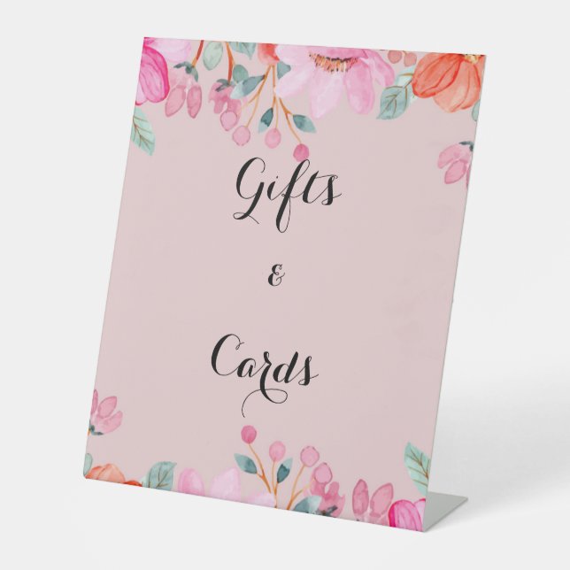 Pink Botanical floral Pedestal Sign (Front)