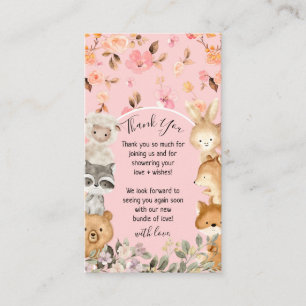 Pink Botanical Forest Wild Animal Thank You Enclosure Card