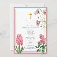 Pink Botanical & Gold Baptism Christening Girl