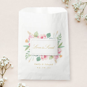 Pink Botanical Love is Sweet Wedding Bridal Shower Favour Bag