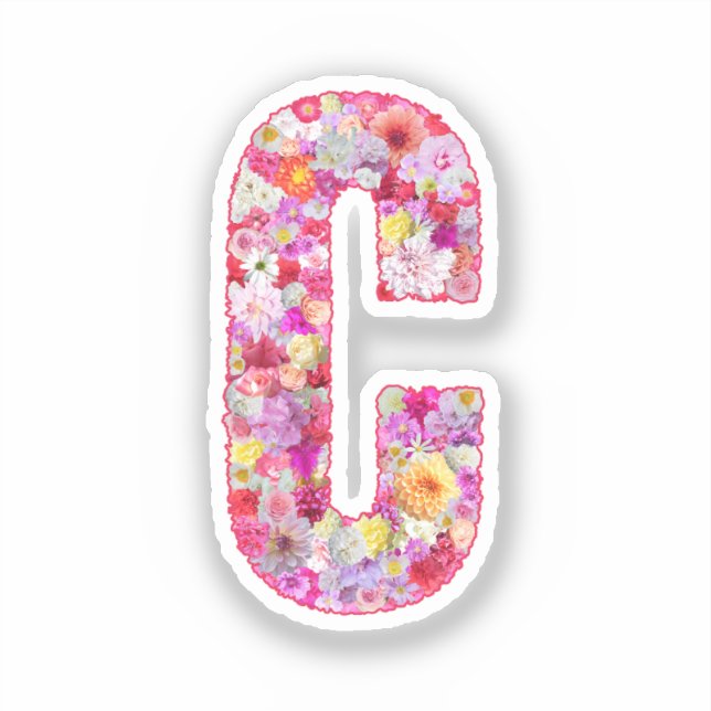 Pink Botanical Monogram Floral Letter C Initial (Front)
