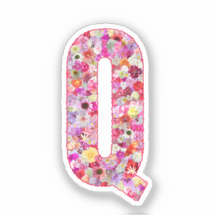 Pink Botanical Monogram Floral Letter Q Initial