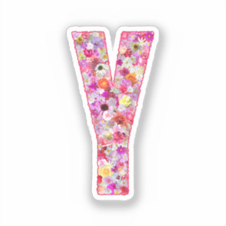 Pink Botanical Monogram Floral Letter Y Initial