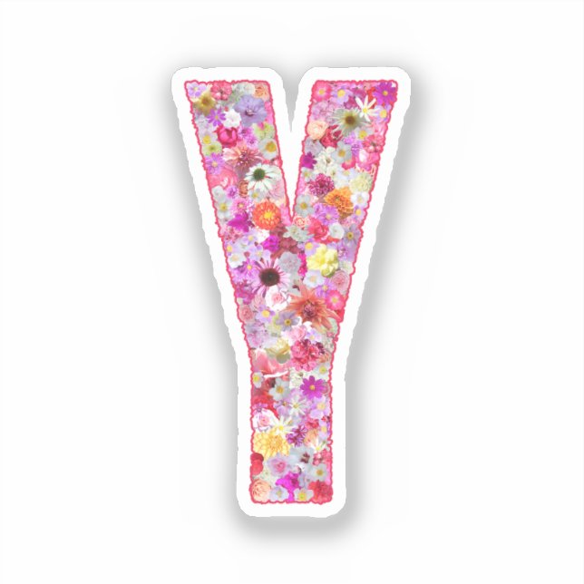 Pink Botanical Monogram Floral Letter Y Initial (Front)