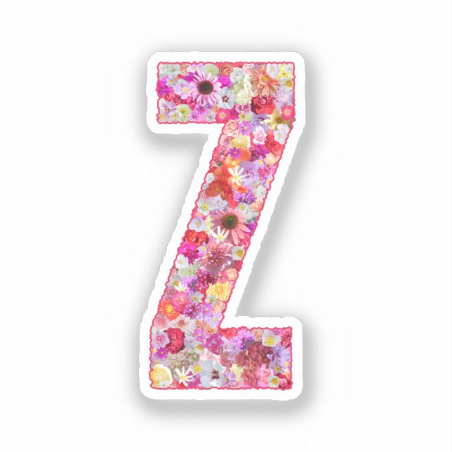 Pink Botanical Monogram Floral Letter Z Initial (Front)