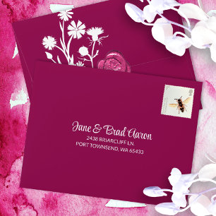 Pink Botanical, Pre-addressed RSVP Envelope