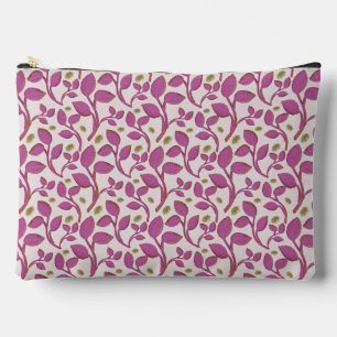 Pink Botanical Vine Pattern Elegant Floral Leaf Accessory Pouch