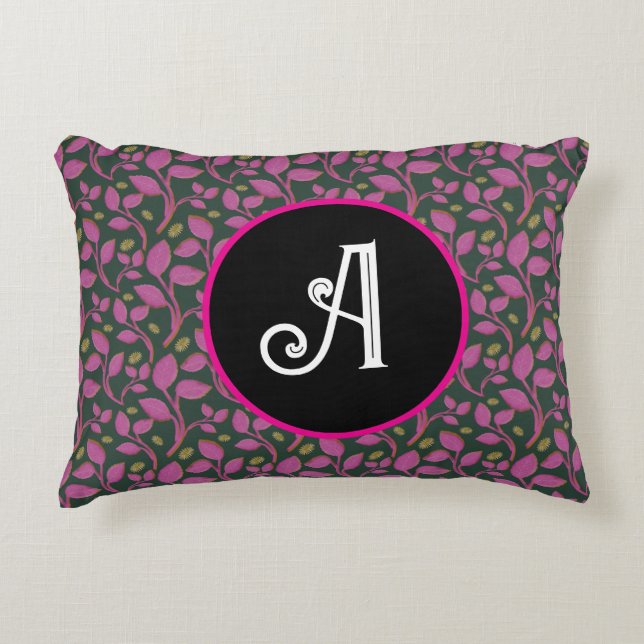Pink Botanical Vine Pattern | Elegant Floral Leaf  Decorative Cushion (Front)