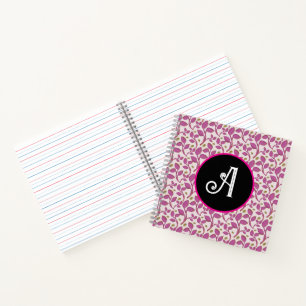 Pink Botanical Vine Pattern Elegant Floral Leaf Notebook