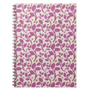 Pink Botanical Vine Pattern   Elegant Floral Leaf  Notebook