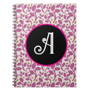 Pink Botanical Vine Pattern Elegant Floral Leaf Notebook