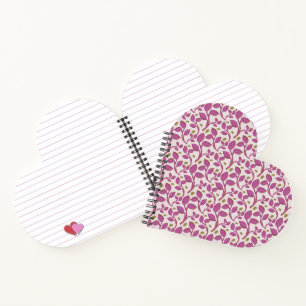 Pink Botanical Vine Pattern   Elegant Floral Leaf  Notebook