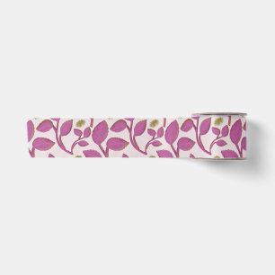 Pink Botanical Vine Pattern Elegant Floral Leaf Satin Ribbon