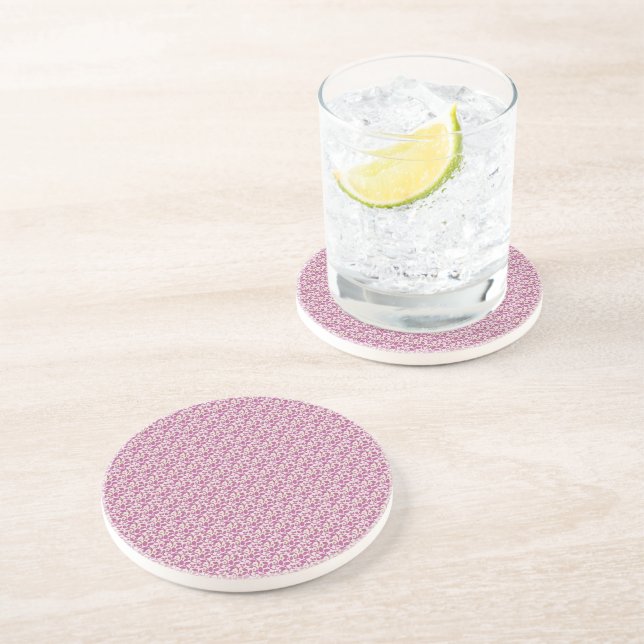 Pink Botanical Vine Pattern Floral Nature Design Coaster (Side)