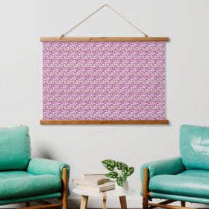 Pink Botanical Vine Pattern Floral Nature Design Hanging Tapestry
