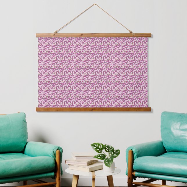 Pink Botanical Vine Pattern Floral Nature Design Hanging Tapestry (Living Room)