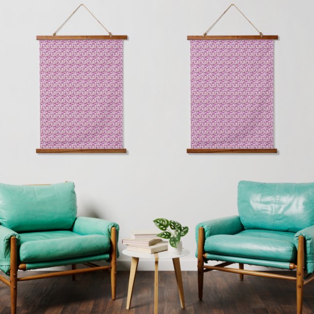 Pink Botanical Vine Pattern Floral Nature Design Hanging Tapestry (Living Room)