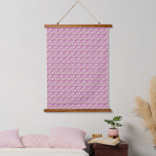 Pink Botanical Vine Pattern Floral Nature Design Hanging Tapestry