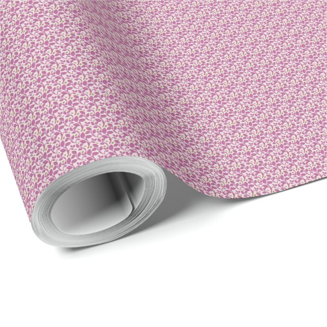 Pink Botanical Vine Pattern Floral Nature Design Wrapping Paper (Roll Corner)