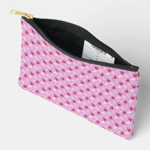 Pink Botanical watercolor Floral Nature Design B Accessory Pouch