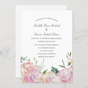 Pink Botanical   Wedding Invitation