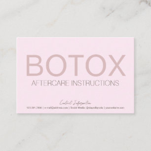 Pink Botox Filler Instruction Aftercare Card