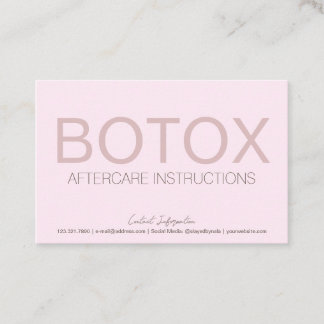Pink Botox Filler Instruction Aftercare Card