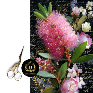 Pink Bottlebrush and Florals Decoupage Tissue Paper