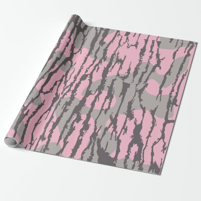 Pink Bottomland Camo Girls Bottomland Camo Pink Wrapping Paper (Unrolled)
