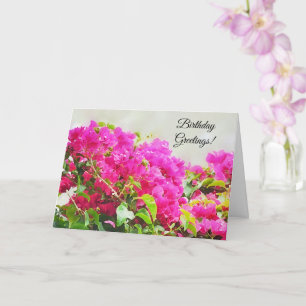 Pink Bougainvillea Flowers Art Birthday Card