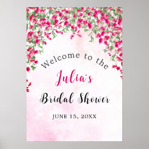 Pink Bougainvillea Tropical Forest Bridal Shower Poster