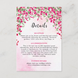 Pink Bougainvillea Tropical Forest Wedding Shower Enclosure Card